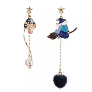 Adorable Witch Bunny and Mushroom Earrings